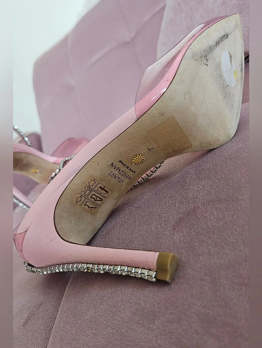 Stuart‎ Weitzman 100 Glam Pink Diamond Heels Size 7